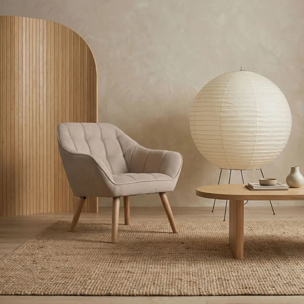 Fauteuil Scandinave Zentao Tissu Beige
