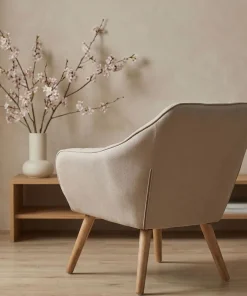Fauteuil Scandinave Zentao Tissu Beige