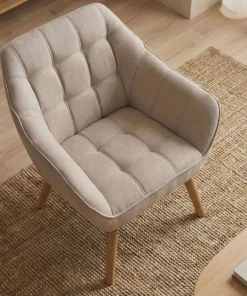 Fauteuil Scandinave Zentao Tissu Beige