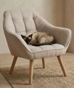 Fauteuil Scandinave Zentao Tissu Beige