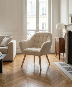 Fauteuil scandinave Zentao Tissu bouclette Beige