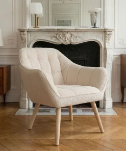 Fauteuil scandinave Zentao Tissu bouclette Beige