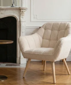 Fauteuil scandinave Zentao Tissu bouclette Beige