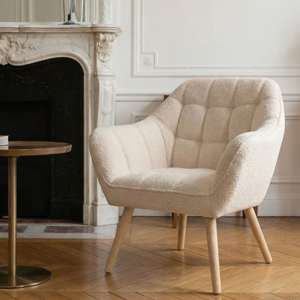 Fauteuil scandinave Zentao Tissu bouclette Beige
