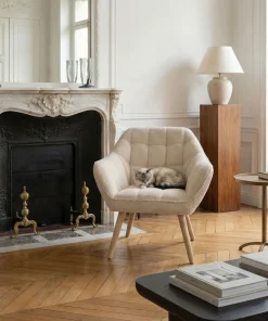 Fauteuil scandinave Zentao Tissu bouclette Beige