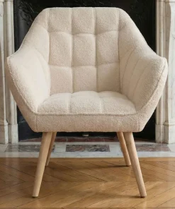 Fauteuil scandinave Zentao Tissu bouclette Beige