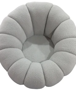 Fauteuil tournant design coquillage Arielina Tissu bouclette Gris