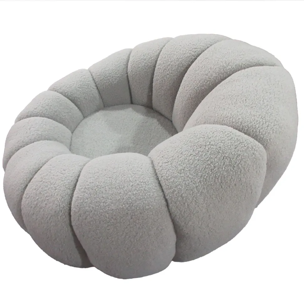 Fauteuil tournant design coquillage Arielina Tissu bouclette Gris