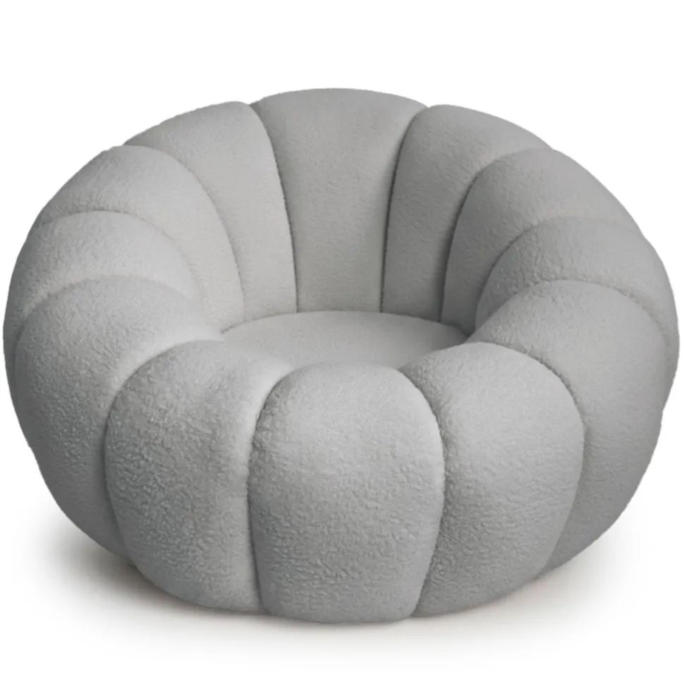 Fauteuil tournant design coquillage Arielina Tissu bouclette Gris