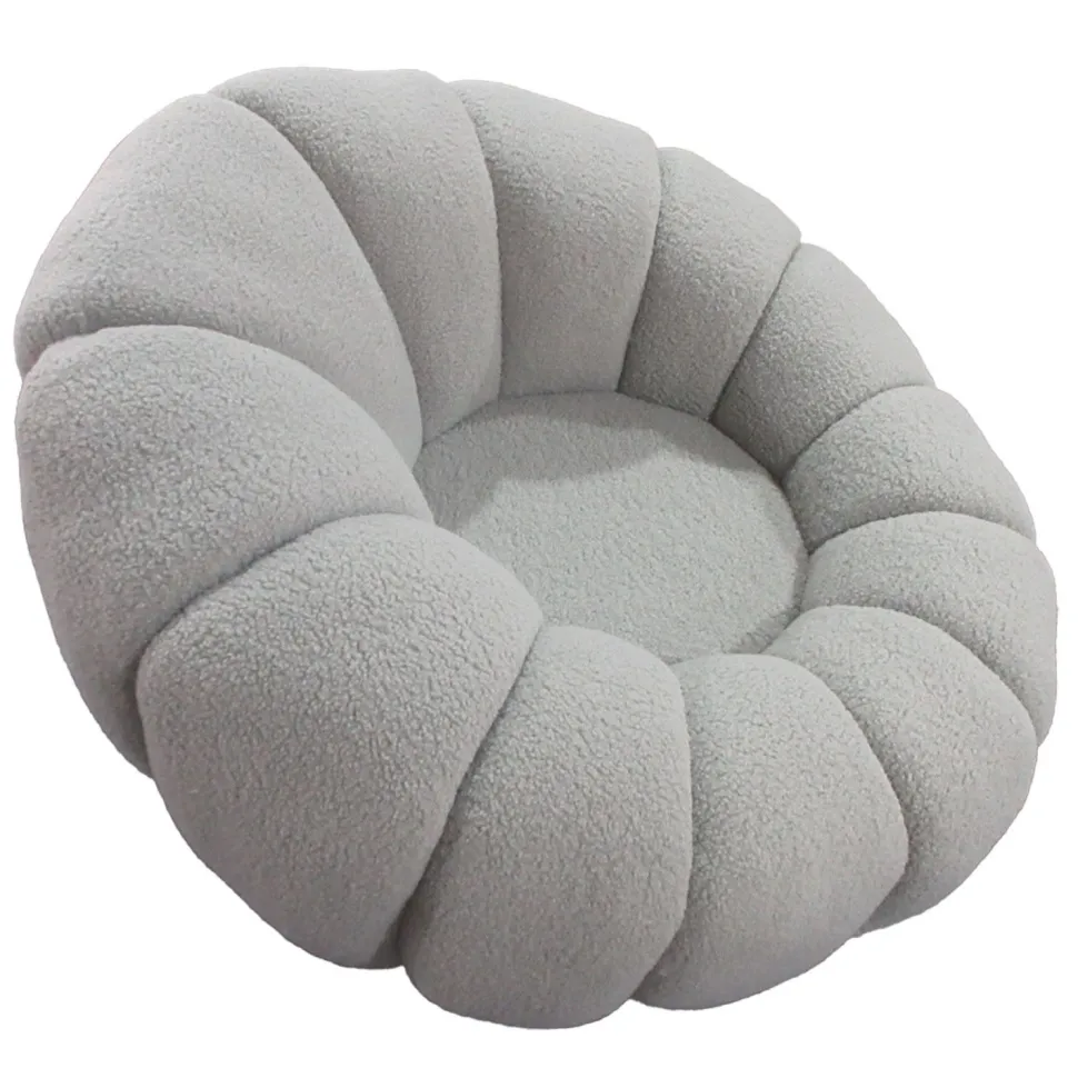 Fauteuil tournant design coquillage Arielina Tissu bouclette Gris