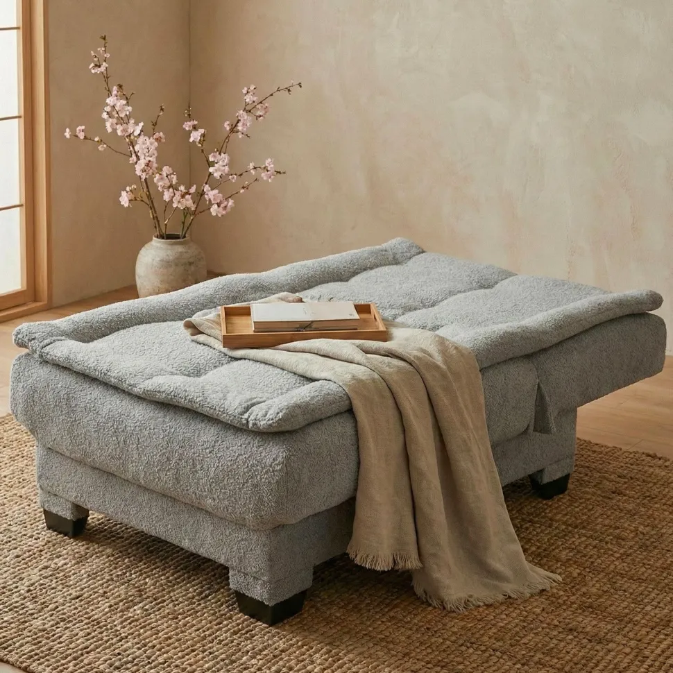 Fauteuil transformable en banquette Lefkada Tissu texturé Gris