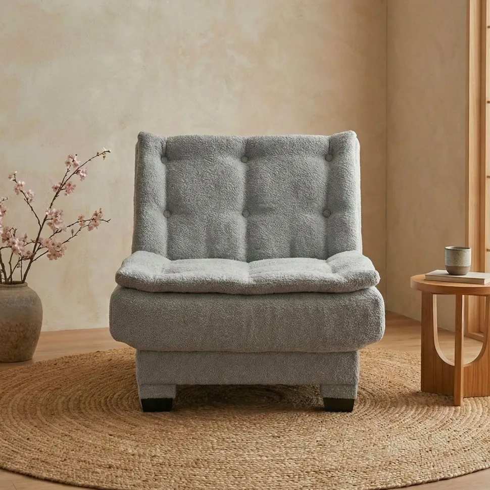 Fauteuil transformable en banquette Lefkada Tissu texturé Gris