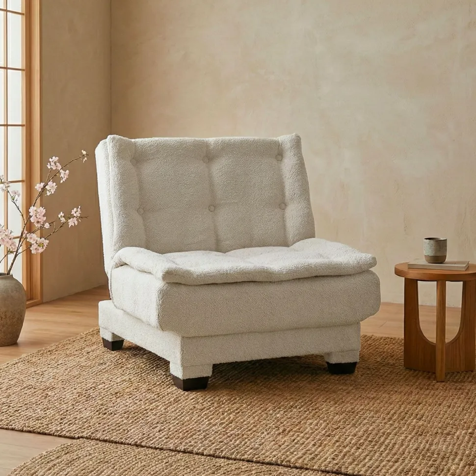 Fauteuil transformable en banquette Lefkada Tissu texturé Beige
