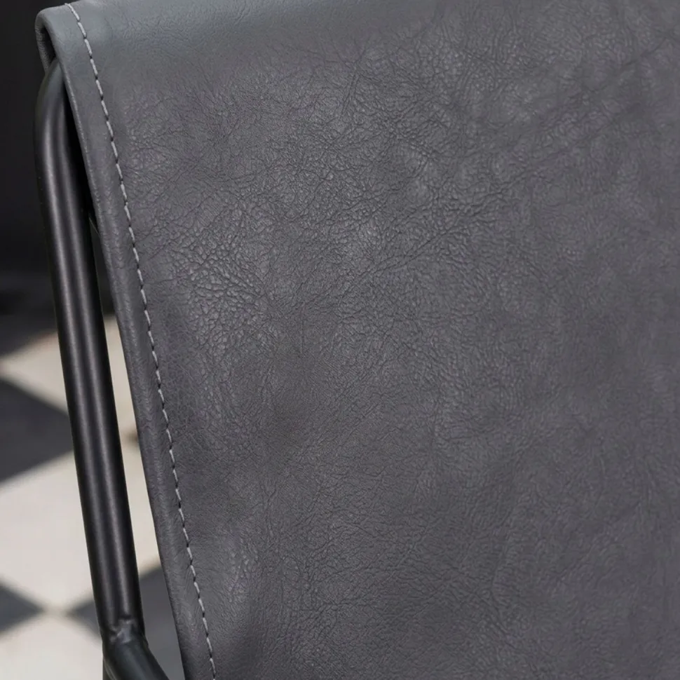Fauteuil Ulysse Métal Noir et Simili Gris