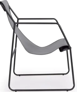 Fauteuil Ulysse Métal Noir et Simili Gris