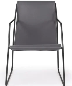 Fauteuil Ulysse Métal Noir et Simili Gris