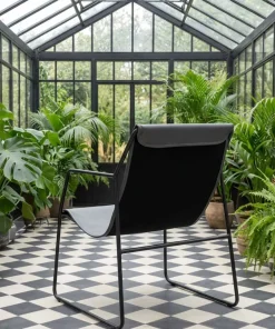 Fauteuil Ulysse Métal Noir et Simili Gris