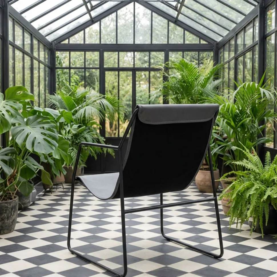 Fauteuil Ulysse Métal Noir et Simili Gris