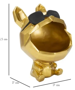 Figurine Chien design cartoon Polyrésine Noir et Or