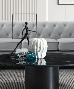 Grand canapé 3 places Chesterfield Velours Argent