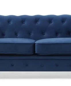 Grand canapé 2 places Chesterfield Velours Bleu