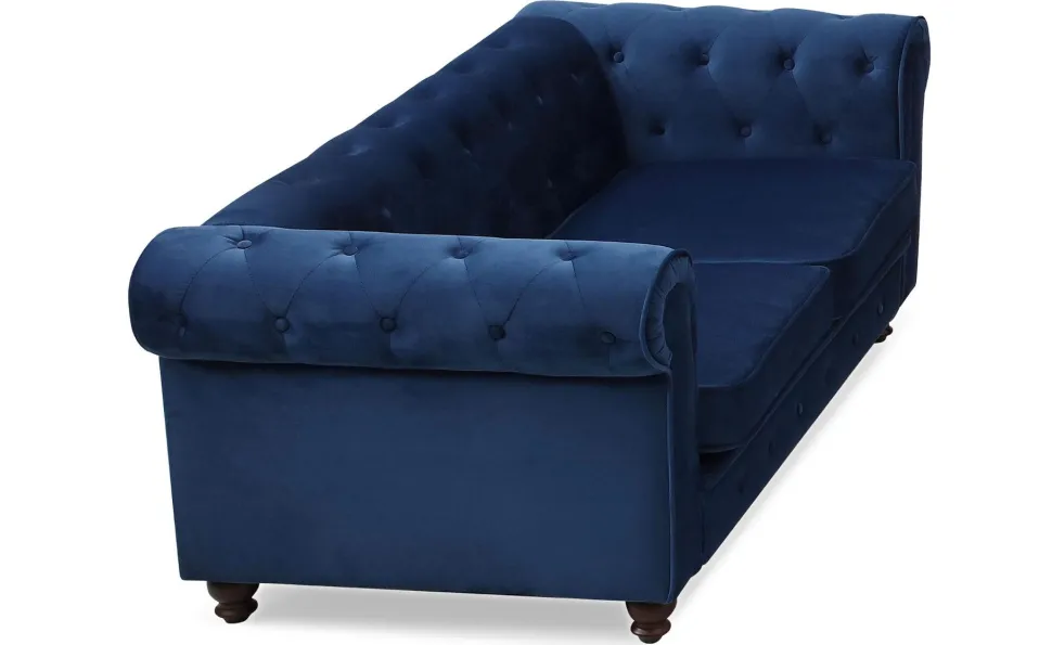 Grand canapé 2 places Chesterfield Velours Bleu