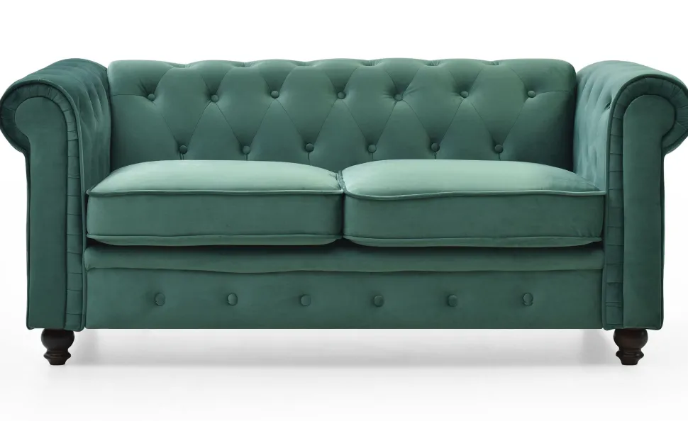 Grand canapé 2 places Chesterfield Velours Vert