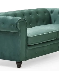Grand canapé 2 places Chesterfield Velours Vert
