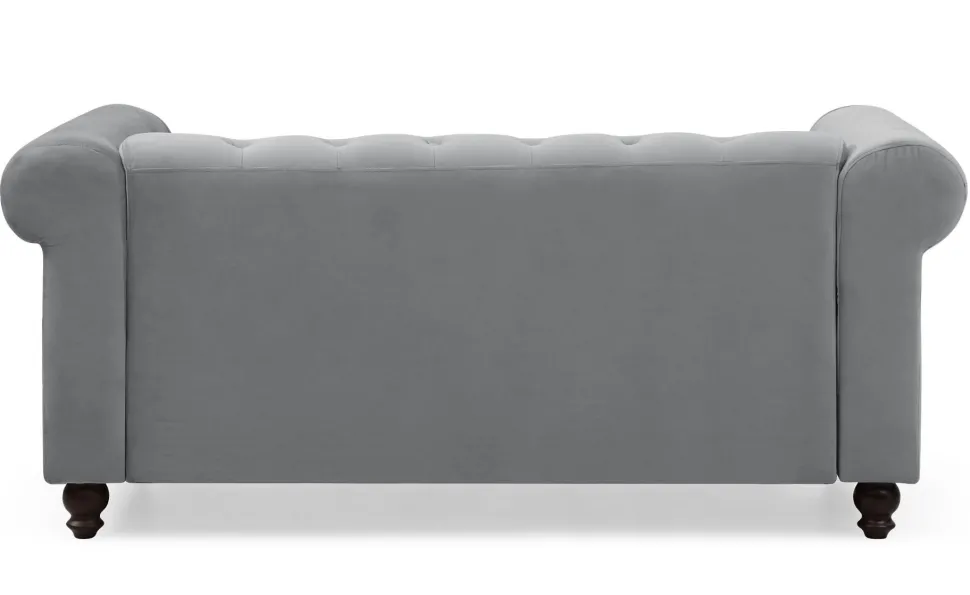 Grand canapé 2 places Chesterfield Velours Argent