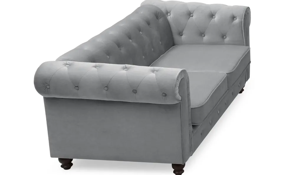 Grand canapé 2 places Chesterfield Velours Argent