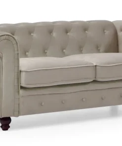 Grand canapé 2 places Chesterfield Velours Taupe