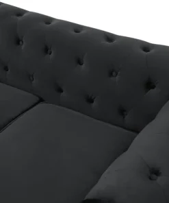 Grand canapé 2 places Chesterfield Velours Noir