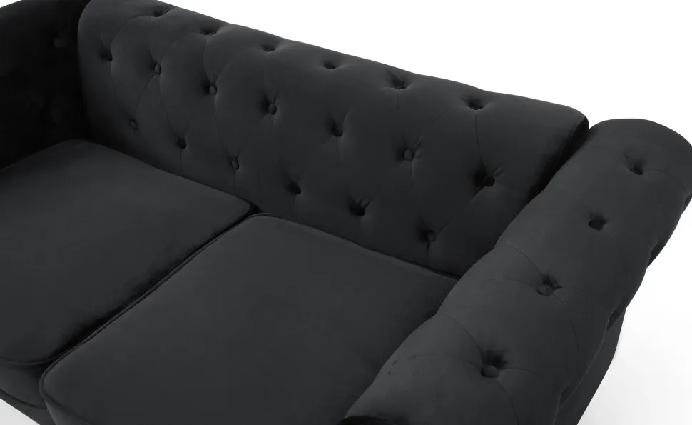 Grand canapé 2 places Chesterfield Velours Noir