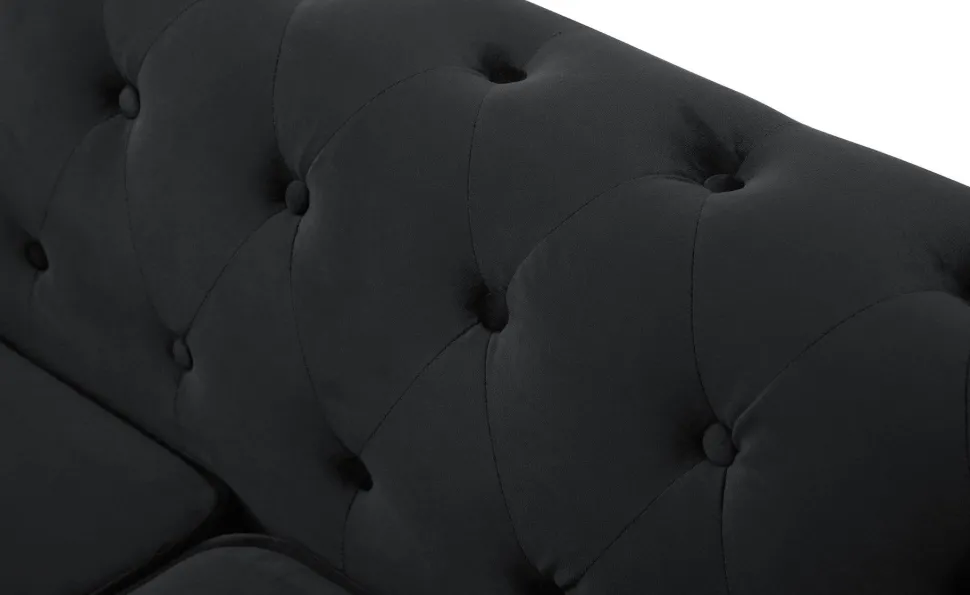 Grand canapé 2 places Chesterfield Velours Noir