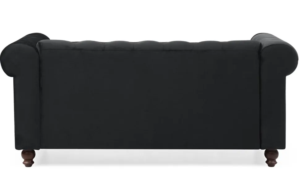 Grand canapé 2 places Chesterfield Velours Noir