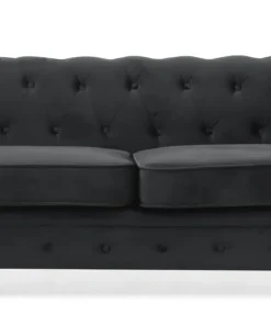 Grand canapé 2 places Chesterfield Velours Noir