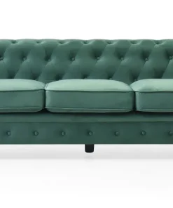 Grand canapé 3 places Chesterfield Velours Vert