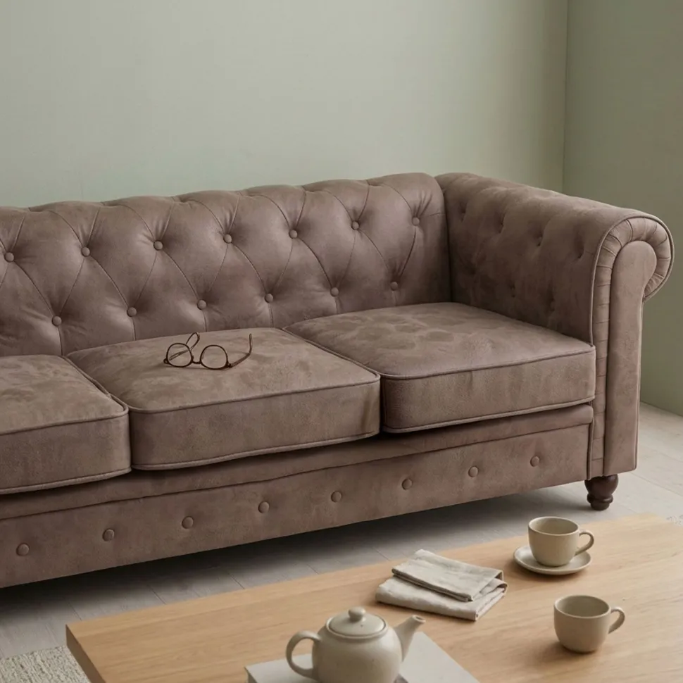 Grand canapé 3 places Chesterfield Vintage