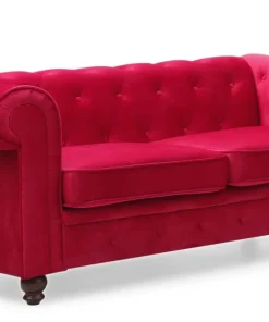 Grand canapé 2 places Chesterfield Velours Rouge