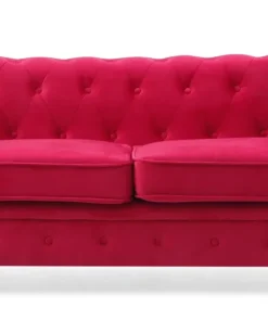 Grand canapé 2 places Chesterfield Velours Rouge