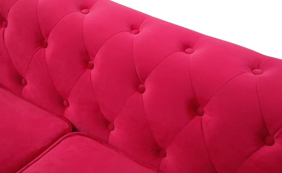 Grand canapé 2 places Chesterfield Velours Rouge