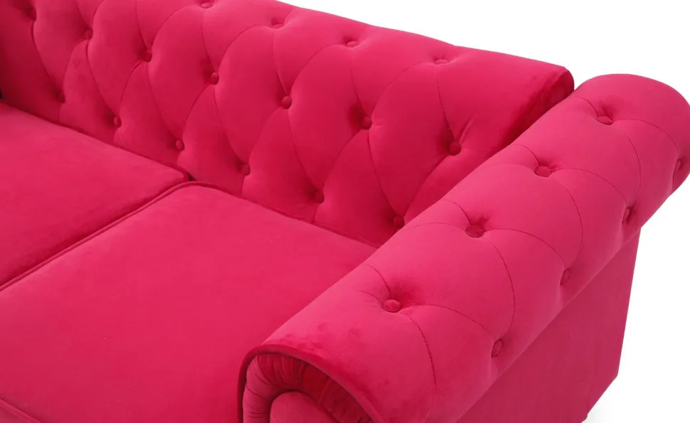 Grand canapé 2 places Chesterfield Velours Rouge