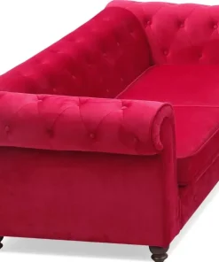 Grand canapé 2 places Chesterfield Velours Rouge