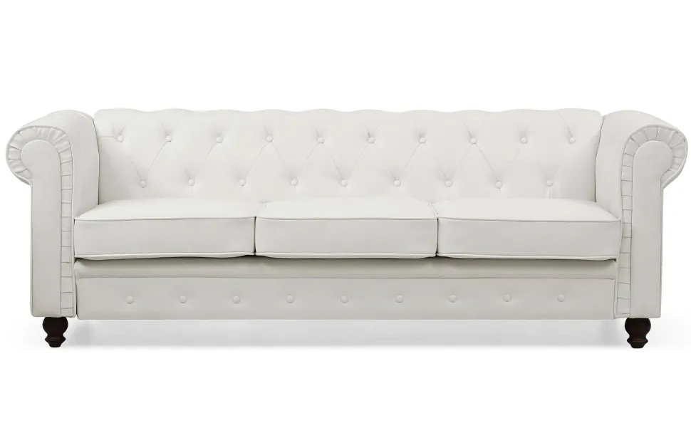 Grand canapé 3 places Chesterfield Blanc