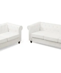 Grand canapé 3 places Chesterfield Blanc