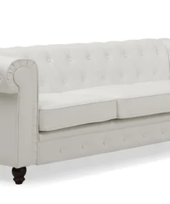 Grand canapé 3 places Chesterfield Blanc