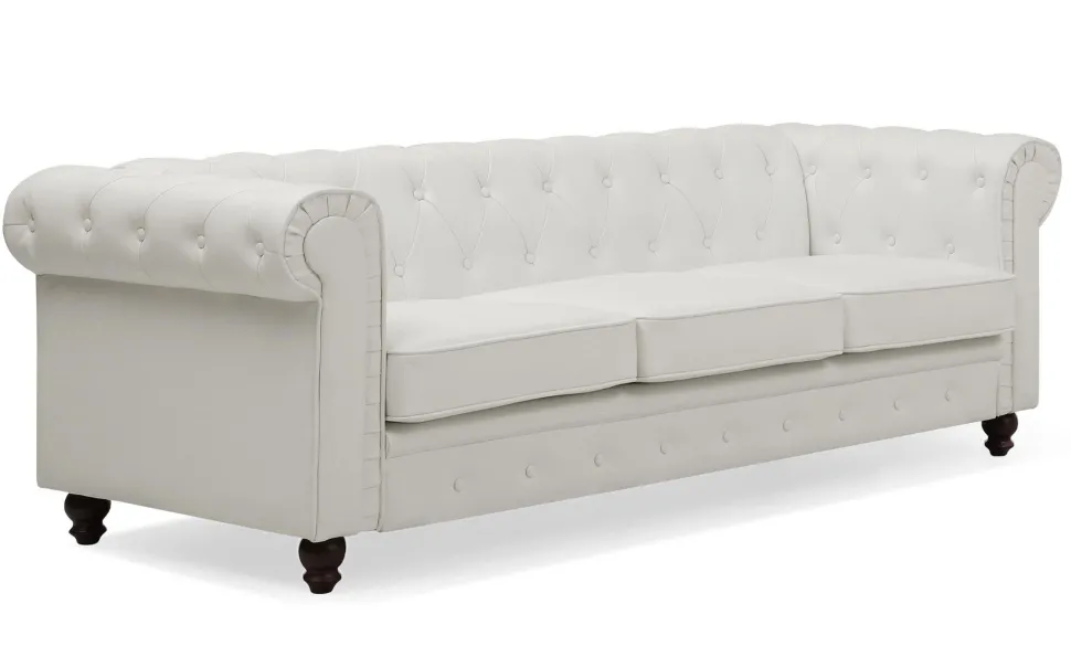 Grand canapé 3 places Chesterfield Blanc