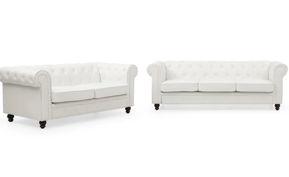 Grand canapé 3 places Chesterfield Blanc
