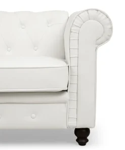 Grand canapé 3 places Chesterfield Blanc