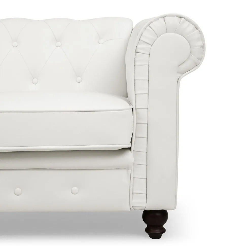Grand canapé 3 places Chesterfield Blanc